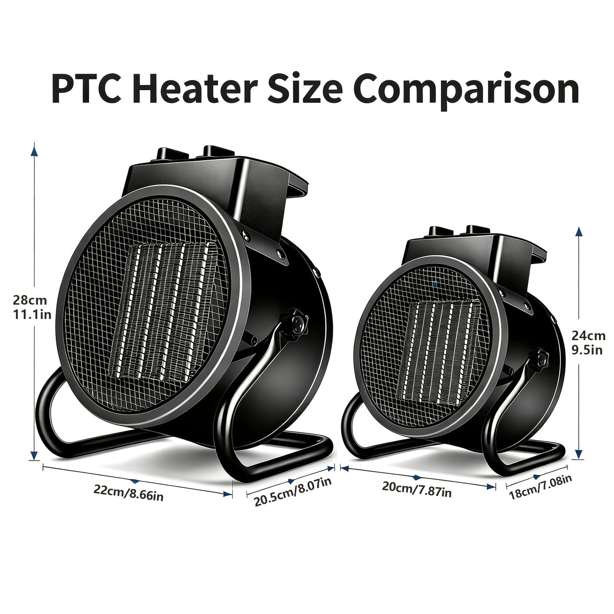 Portable PTC Ceramic Heater with Listed 1500W Heating and Overheat Protection, Black or Yellow Space Heater Options for Manufacturer-Approved Locations