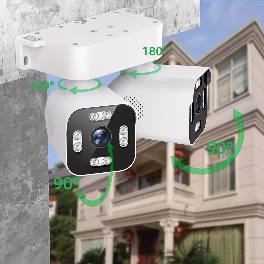 Wired-Power Dual Lens WiFi Security Camera with Listed 10X Electric Zoom, PTZ App Viewing, Night Vision, Two-Way Audio and Siren, Single or Two-Piece Options