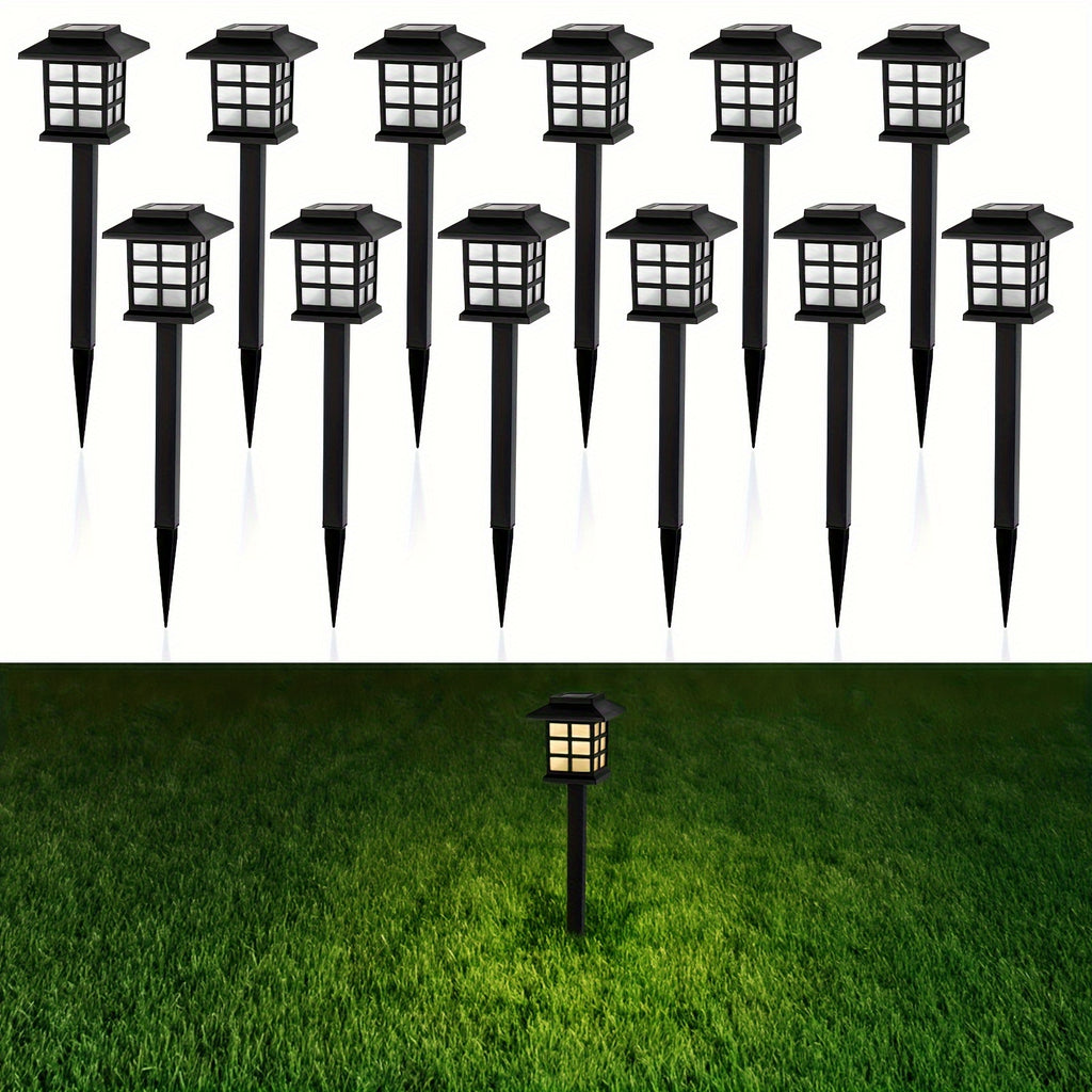 White-Light Solar Pathway Lights, Listed 12-Piece Outdoor LED Set with Automatic On-Off for Garden Paths, Lawn Borders, Patio and Yard Landscape Decoration