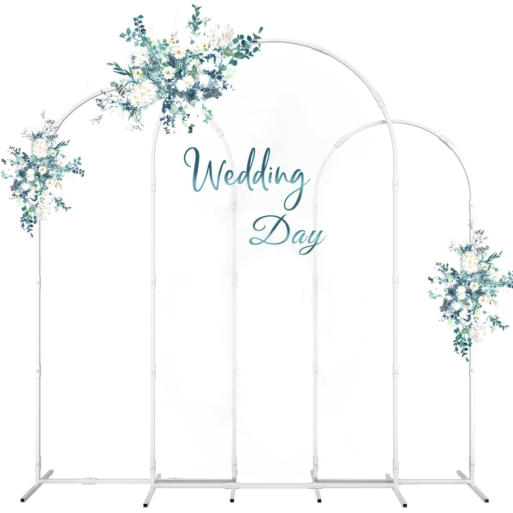 Wedding Backdrop Arch Frame with Metal Stand Options, Gold or White Two- and Three-Piece Selections plus Square Arch and Sign Display Styles for Party Decor