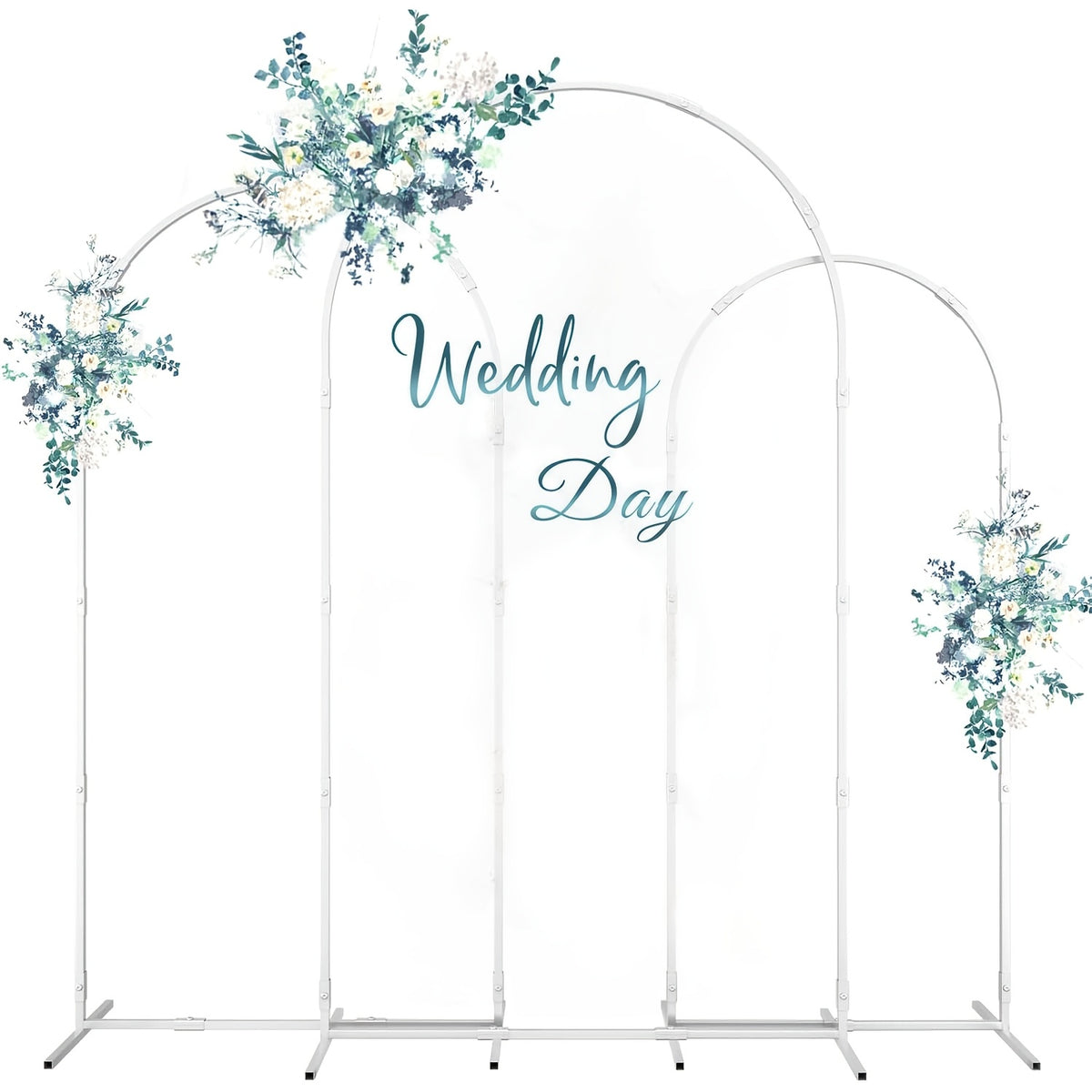 Wedding Backdrop Arch Frame with Metal Stand Options, Gold or White Two- and Three-Piece Selections plus Square Arch and Sign Display Styles for Party Decor
