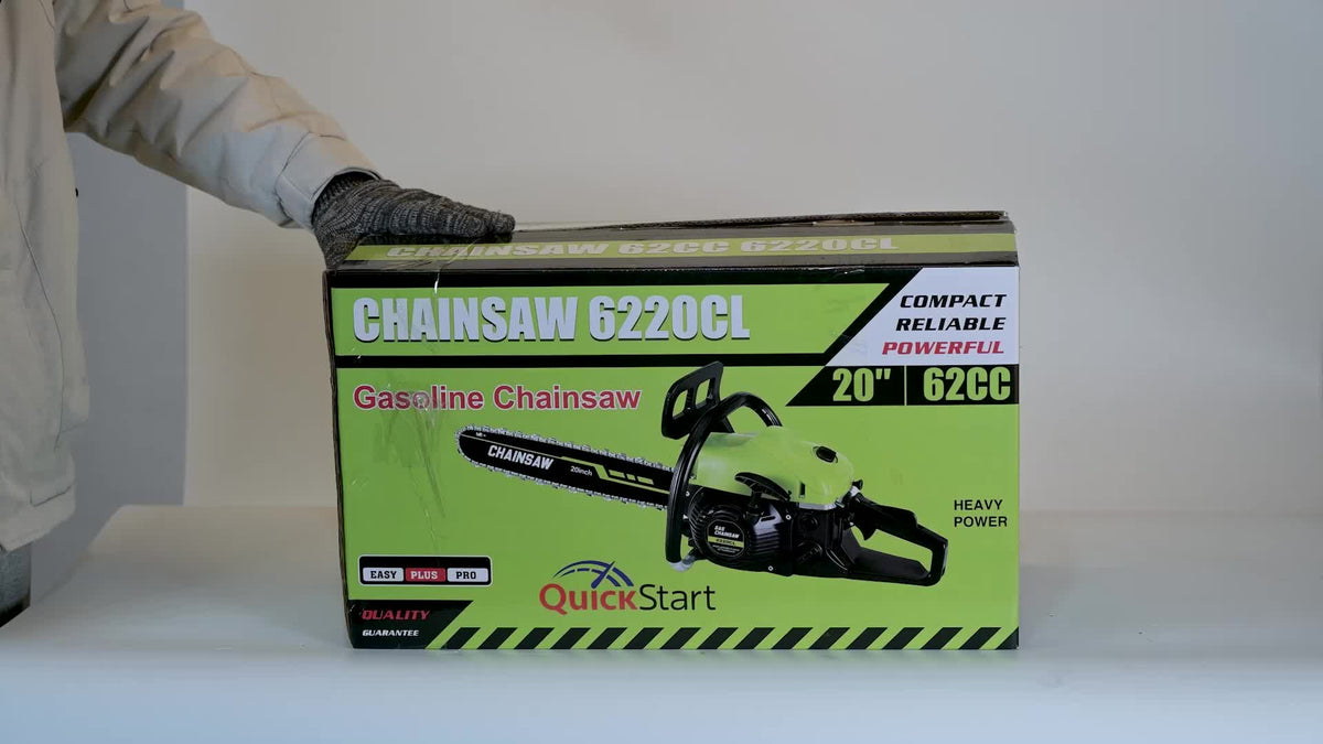 Gas Chainsaw with Anti-Vibration Handle, 62cc 2-Stroke Wood Cutting Saw with Listed 20-Inch Guide Bar for Experienced Adult Ranch and Farm Users