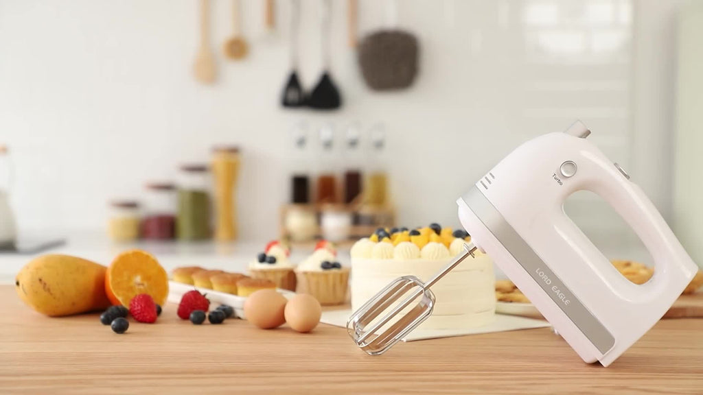 Electric Hand Mixer 5 Speed with Turbo Boost, 5 Stainless Steel Attachments, Handheld Mixer for Cake, Cookies & Bread Dough, with Storage Case Option, Kitchen Baking Gift, 5 Colors