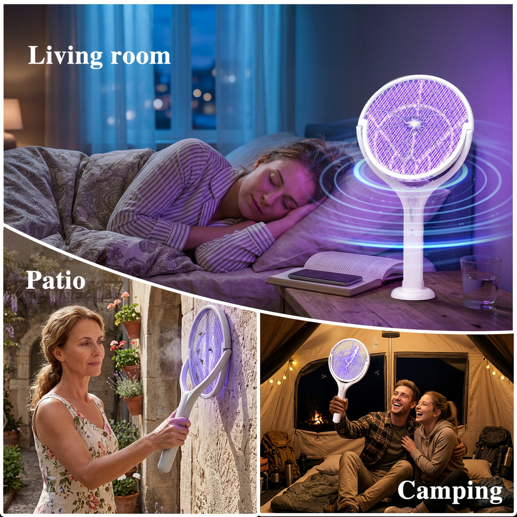 Electric Fly Swatter with Listed Type-C Rechargeable Design, Detachable Construction and Automatic Mode Wording, Single-Piece Indoor Insect-Control Tool