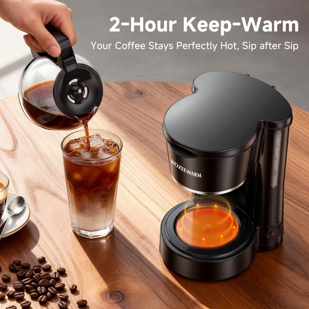 Drip Coffee Maker 12-Cup, One-Touch Coffee Machine with Reusable Filter, No-Disassembly Easy Clean, Brew for Home, Office, Kitchen, All-Day Coffee, Black