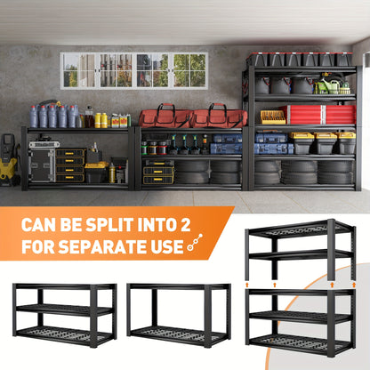 Metal Mesh Storage Shelving with Adjustable Shelf Heights, 72-Inch Utility Rack with Interlocking Assembly for Garage, Pantry and Basement Organization