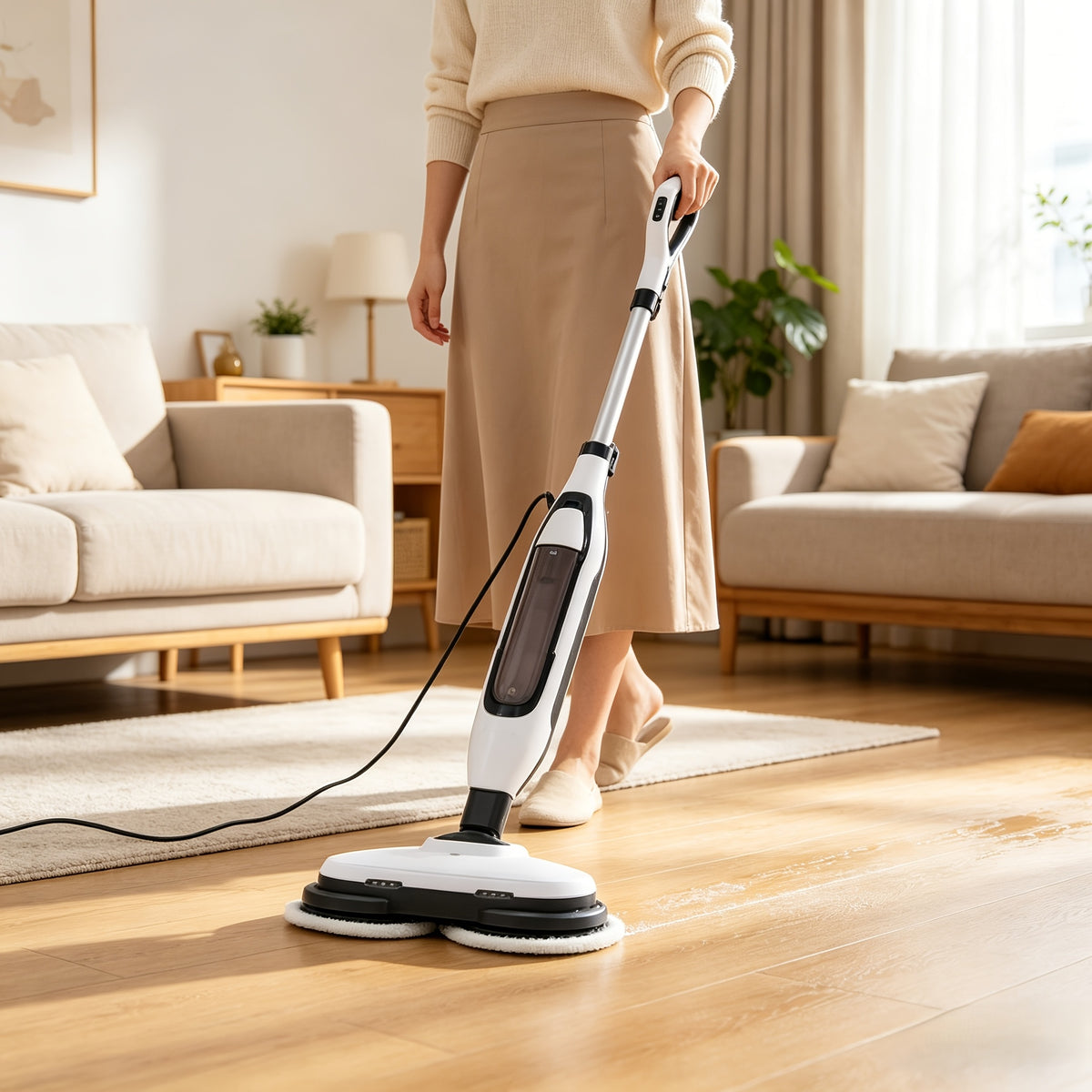 10in1 Steam Mop, 1550W Detachable Handheld Floor Cleaner with 16ft Power Cord 2 Washable Pads for Hardwood Tile Carpet and More