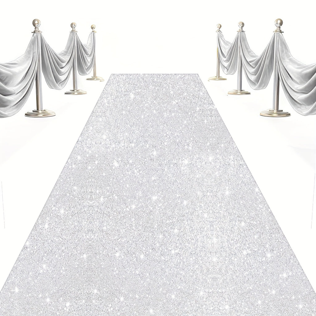 Wedding Aisle Runner with Sequin Styling, 4 x 15ft Ceremony Walkway Decoration in Nine Colors for Bridal Showers, Party Entrances and Wedding Celebrations