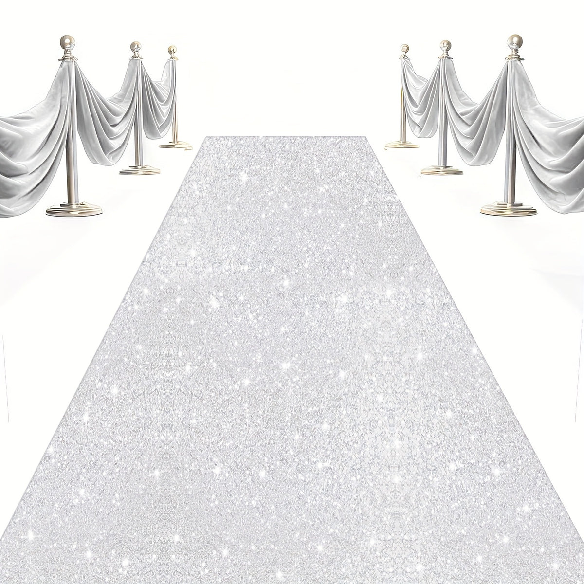 Wedding Aisle Runner with Sequin Styling, 4 x 15ft Ceremony Walkway Decoration in Nine Colors for Bridal Showers, Party Entrances and Wedding Celebrations