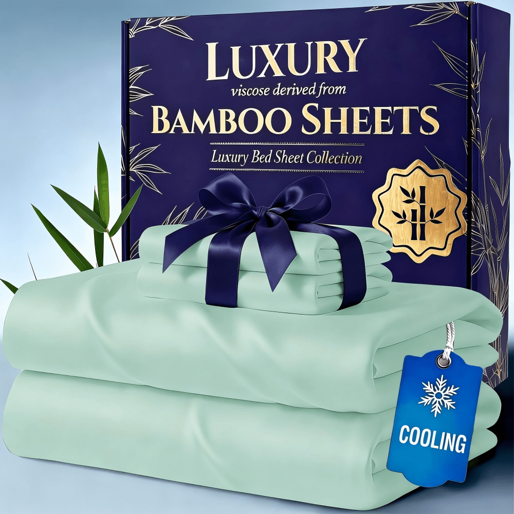 20 Inch Pocket Bed Sheet Set, Four-Piece Bedding with Listed Cooling Comfort, Fitted Sheet, Flat Sheet and Pillowcases in Twin, Full, Queen and King Options