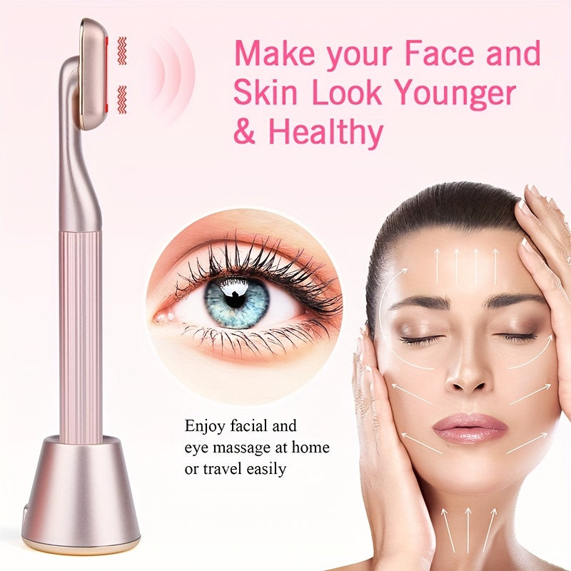 Red Light Facial Massager in Pink with Vibration and Listed Negative Ion Function, Face Care Tool for Women's and Men's At-Home Skincare Routines