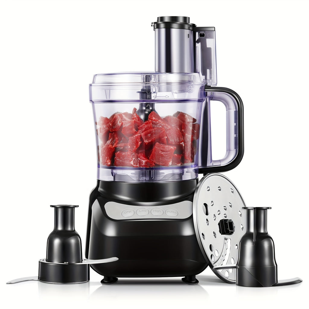 12-Cup Food Processor in Black, Multifunction Kitchen Prep for Chopping, Slicing, Shredding, Purees and Dough for Everyday Home Cooking