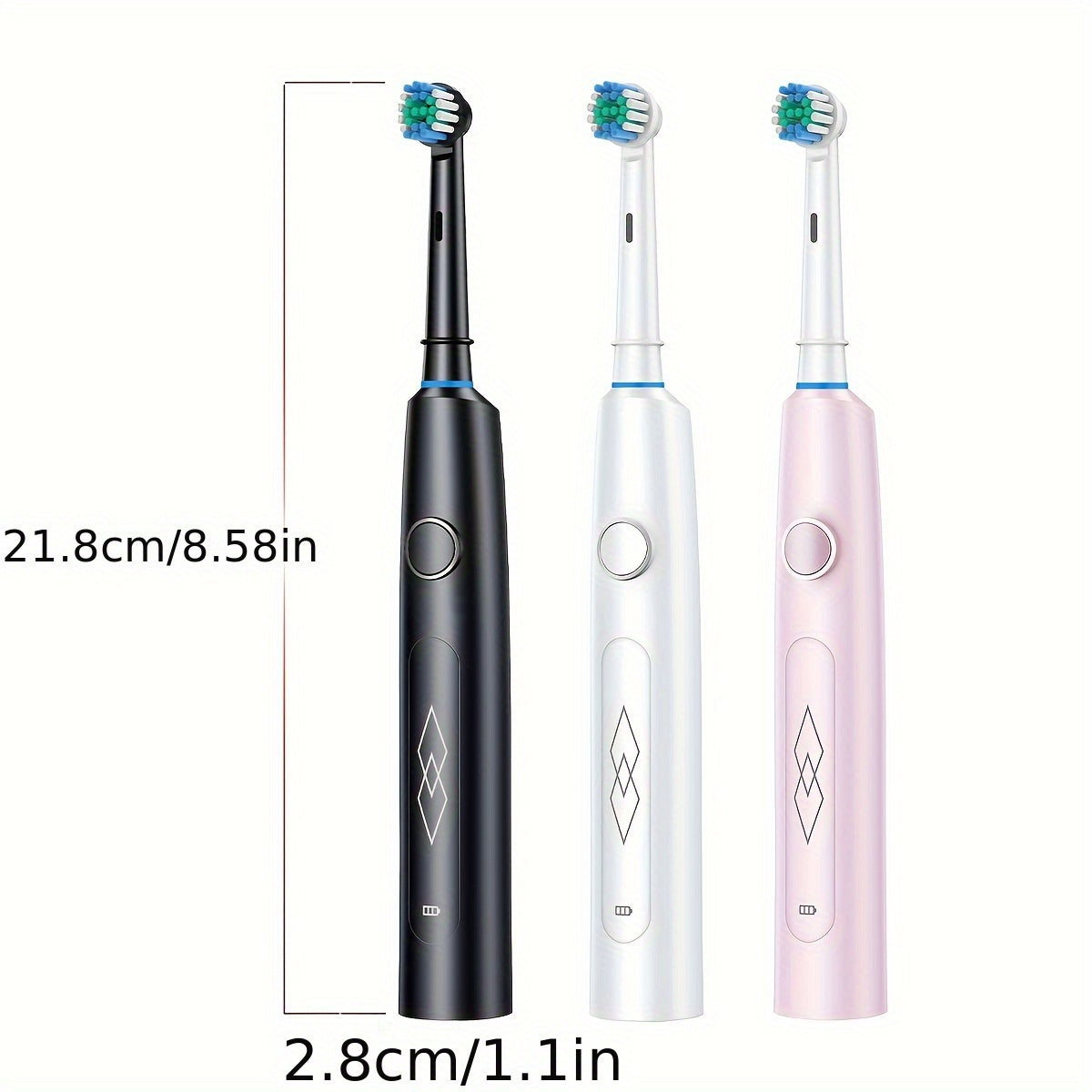 3D Sonic Electric Toothbrush for Adults, Type-C Rechargeable Automatic Tooth Cleaner with 5 Cleaning Modes, Built-In 2-Minute Smart Timer and 4 or 8 Replacement Soft Brush Heads, Black, White and Pink