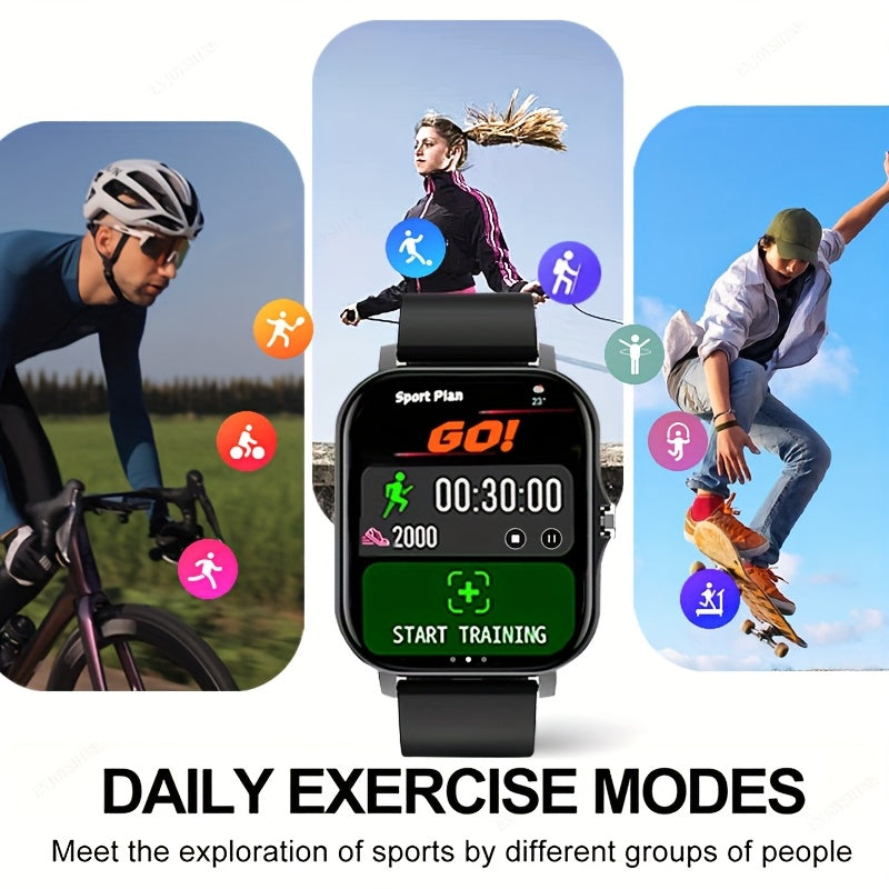 Smart Watch with Dual TPU Straps, 1.83-Inch Full Touchscreen, Wireless Calling and Message Alerts, Pedometer and Sports Modes for Men and Women