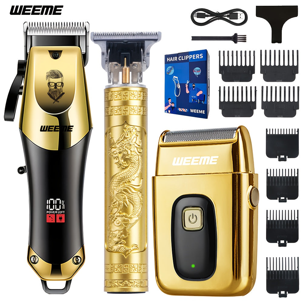 WEEME Hair Clipper and Beard Trimmer Set with USB-Rechargeable Wording, Battery Level Indicator and Comb Attachments, 810B2306C Option for Men's Home Grooming