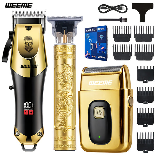 WEEME Hair Clipper and Beard Trimmer Set with USB-Rechargeable Wording, Battery Level Indicator and Comb Attachments, 810B2306C Option for Men's Home Grooming
