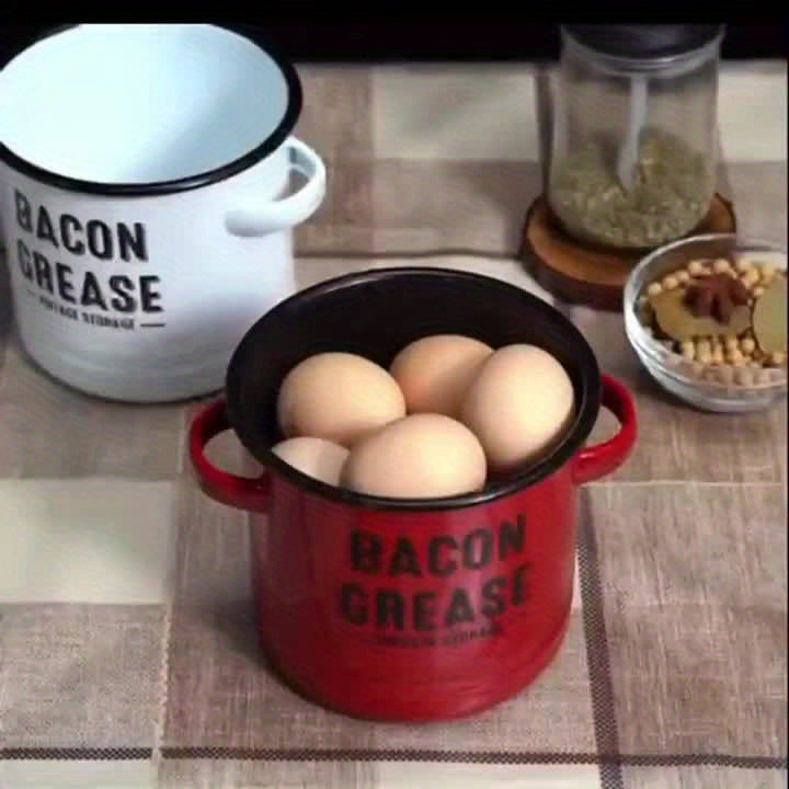 Bacon Grease Container with Lid for Kitchen Cooking Oil Storage, Red, Blue, White and Green Package Options with 12-Piece Labels and a Red No-Filter Two-Piece Set