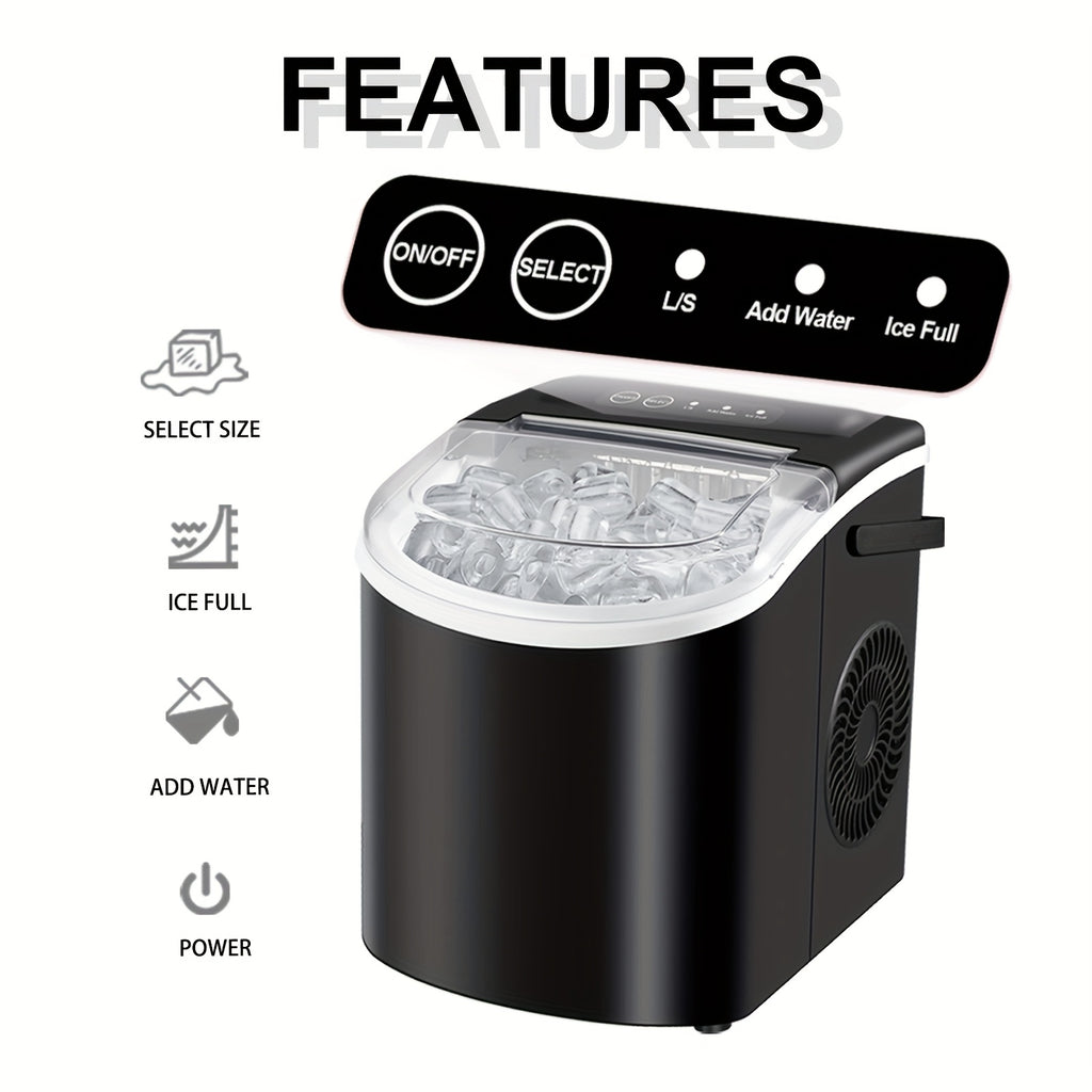 [Portable Ice Maker] Countertop Ice Maker With Handle, Produces 29 Pounds Of Ice In 24 Hours, Makes 9 Ice Cubes In 6 Minutes. Portable Ice Maker Comes With A Basket And Ice Scoop