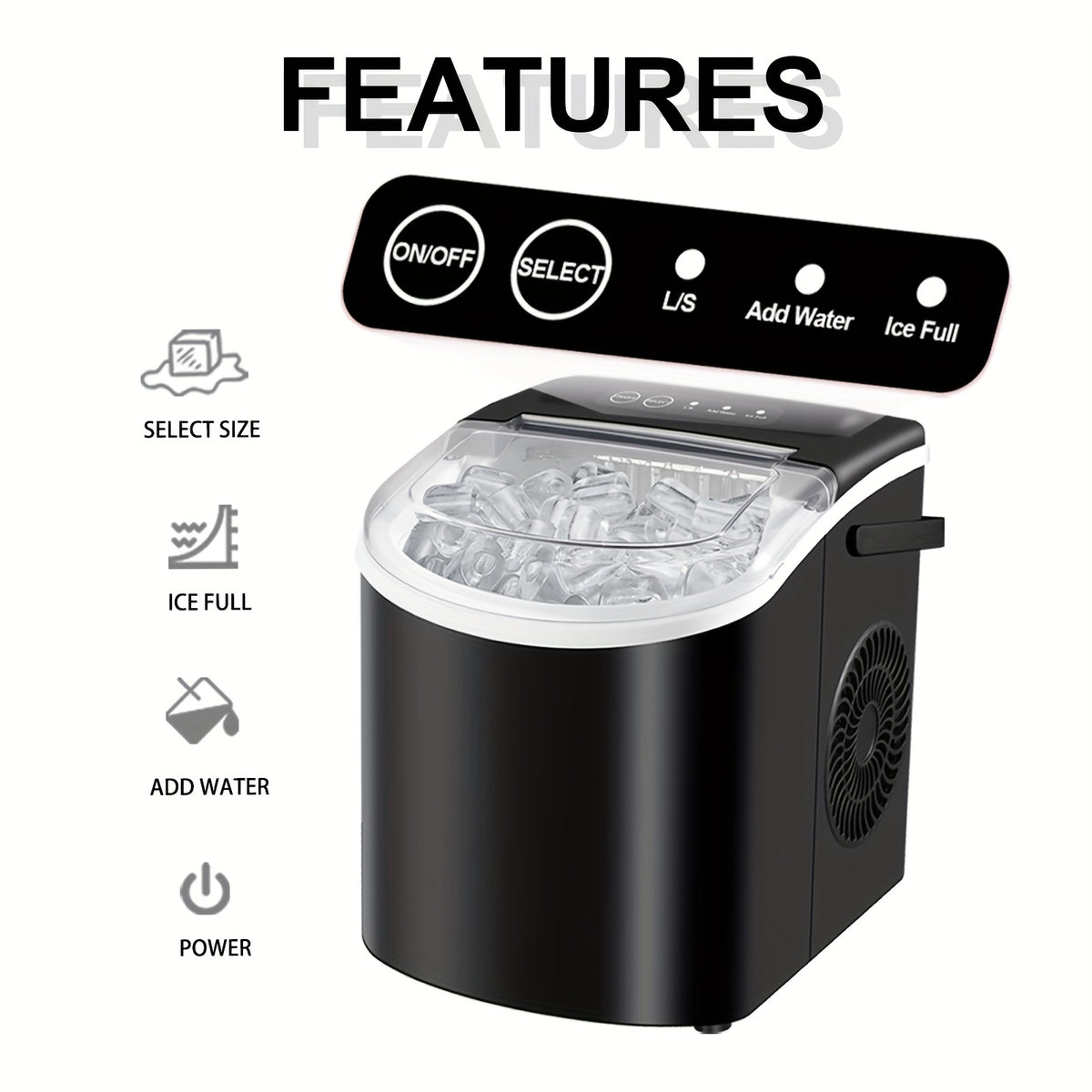 [Portable Ice Maker] Countertop Ice Maker With Handle, Produces 29 Pounds Of Ice In 24 Hours, Makes 9 Ice Cubes In 6 Minutes. Portable Ice Maker Comes With A Basket And Ice Scoop