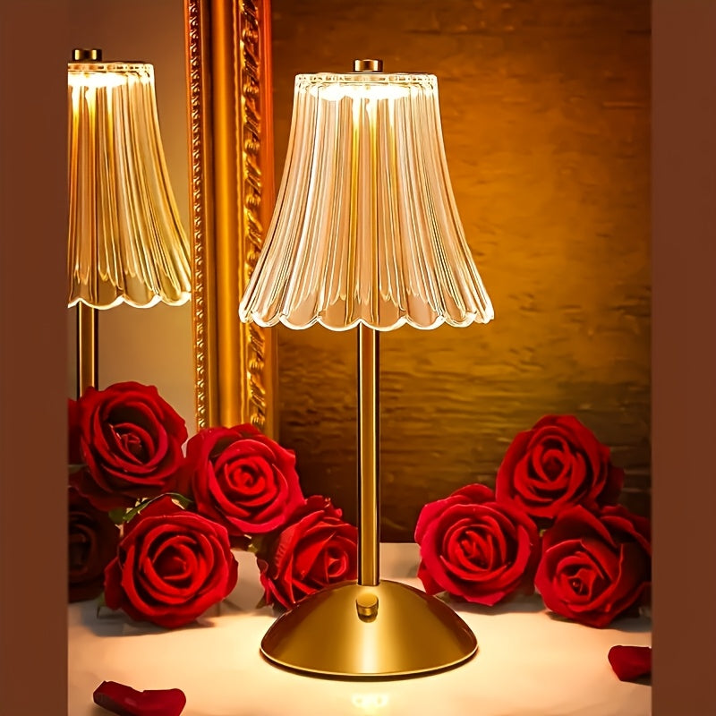 1/2 Retro Mini Lamp | Suitable for Home, Dining Table, Restaurant-wireless Desk Lamp, Golden Rechargeable, USB Charging, 12-inch High LED Copper Portable Indoor/outdoor Desk Lamp, 3-color LED, Touch Control, Non-dimmable, Ideal for Halloween