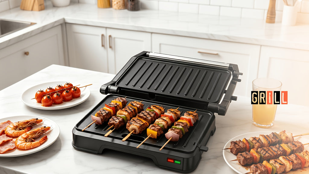 Two-Slice Panini Grill Press in Black with Listed 850W Heating, Nonstick Plate Design and 180-Degree Opening for Sandwich Toasting and Home Kitchen Cooking
