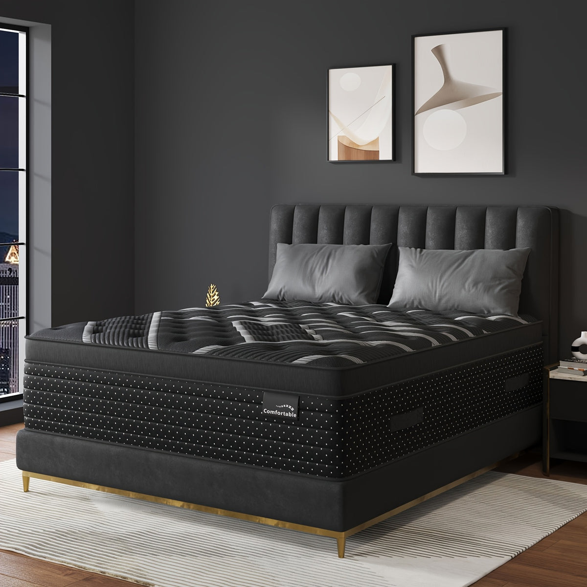 Euro Top Hybrid Mattress with Gel Memory Foam and Individual Pocket Springs, Medium Firm Bed in a Box with 12 and 14-Inch Models, Twin to King Sizes