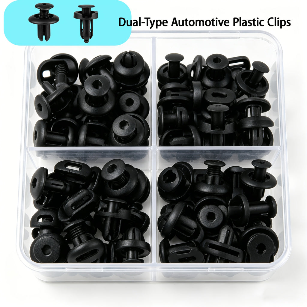 Bumper Retainer Clips and Plastic Push Rivet Fasteners for Compatible Car Applications, Seven Quantity Options with Removal Tool References