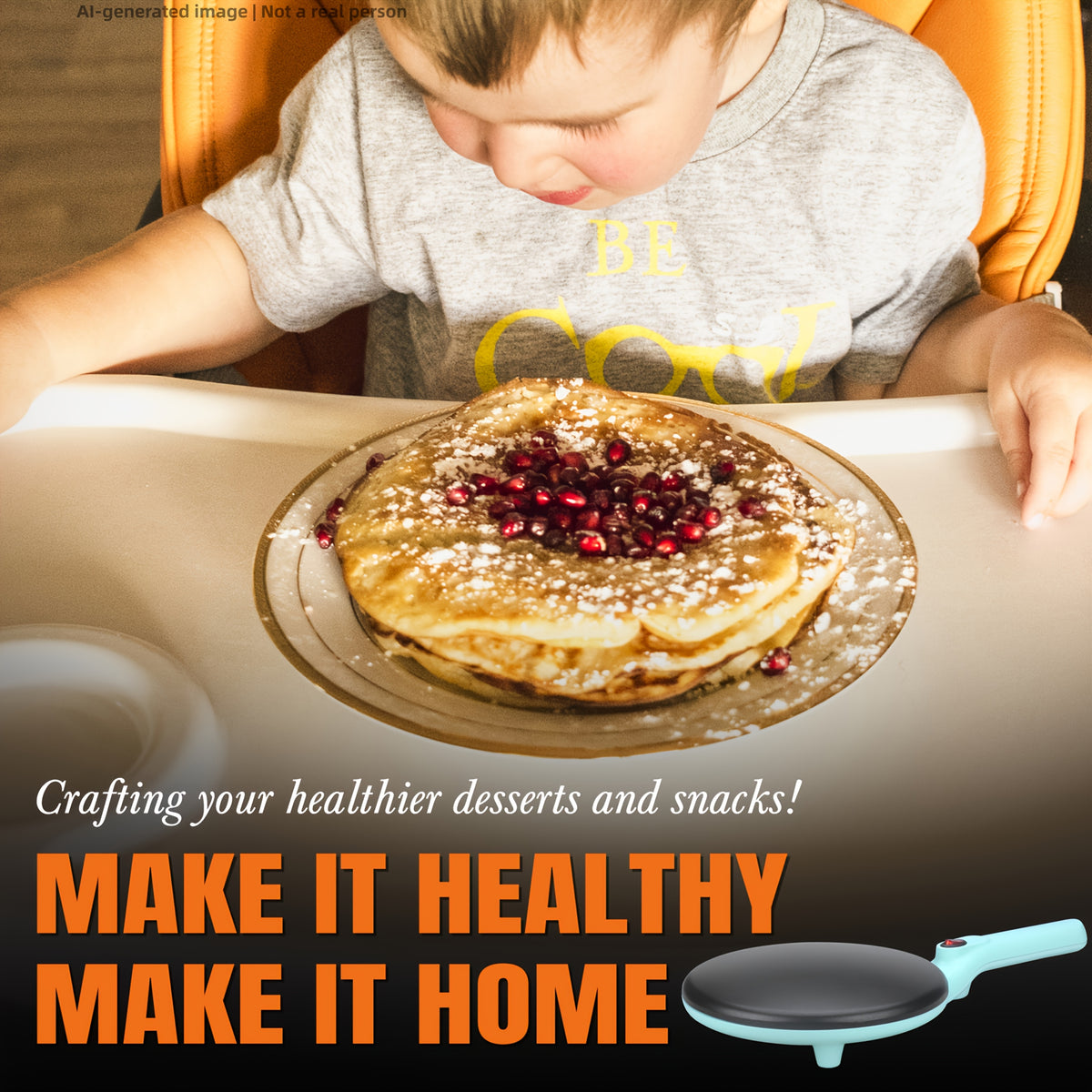 Crepe Maker Machine 8-Inch Non-Stick Electric, Crepera Electrica with Handle, Instant Crepe and Pancake Cooker for Breakfast, Sweet or Savory Crepes, Desserts and Family Weekend Mornings, Aqua