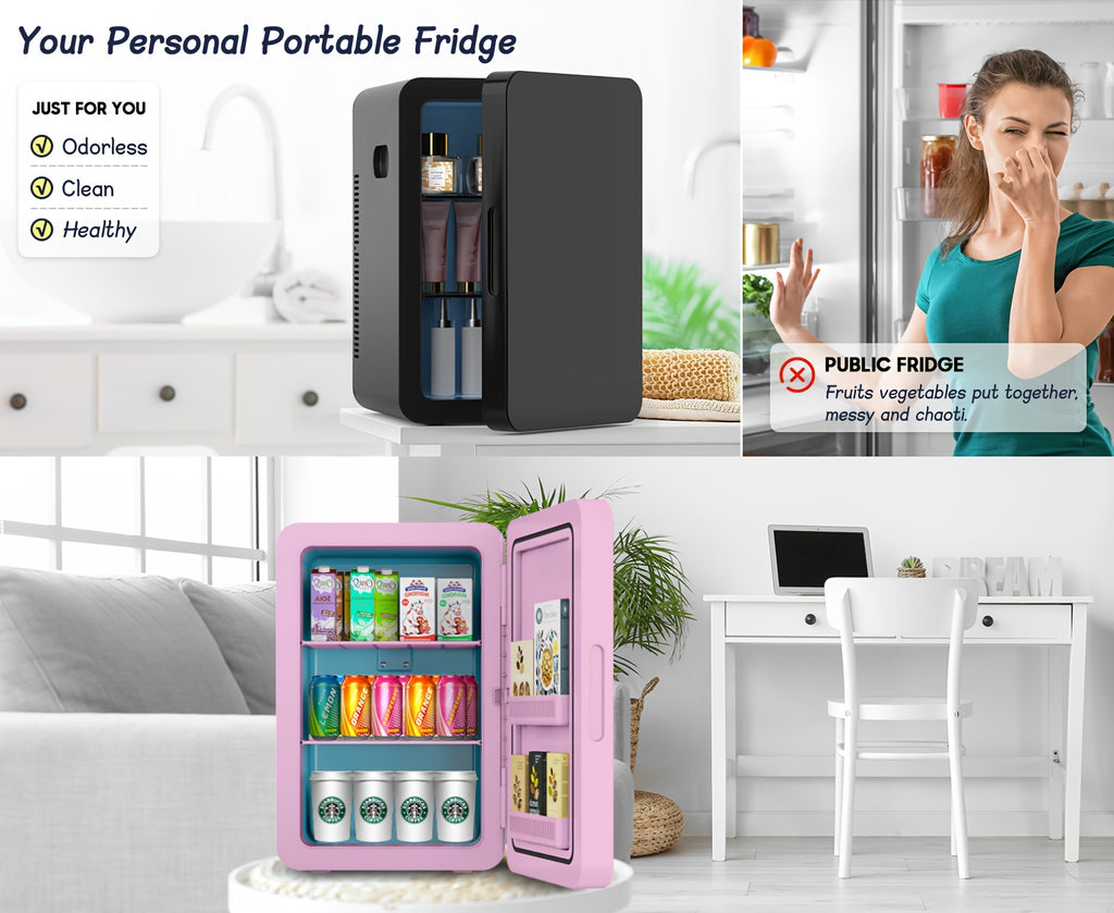 Portable Mini Fridge by ADVWIN, Glass-Front Cooler and Warmer with Listed AC/DC and 12V Support for Bedroom, Office, Dorm and Car Use