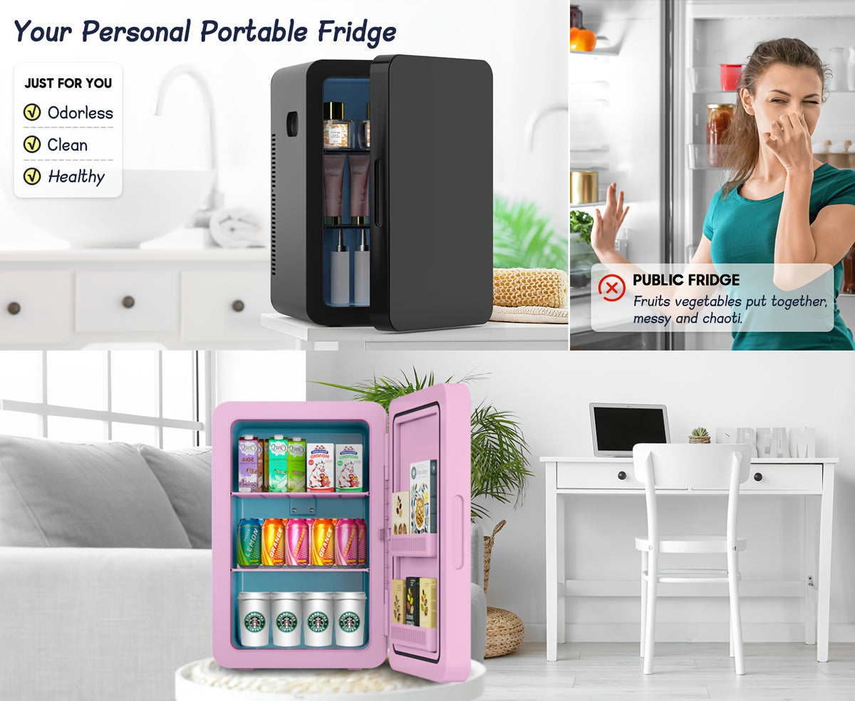 Portable Mini Fridge by ADVWIN, Glass-Front Cooler and Warmer with Listed AC/DC and 12V Support for Bedroom, Office, Dorm and Car Use