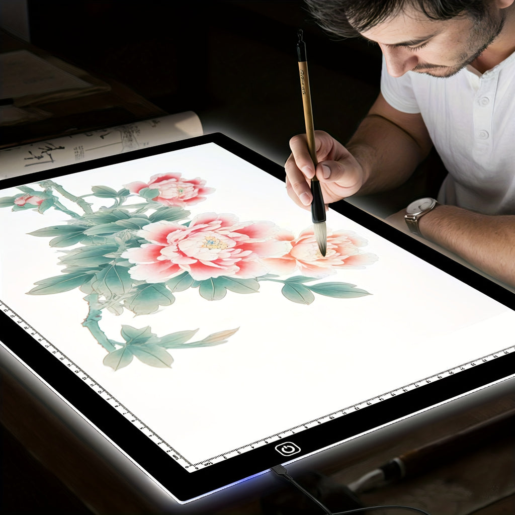 Dual Strip LED Drawing Light Board with Ten-Level Adjustable Brightness and Listed Acrylic Surface, Black Light Pad in Two Sizes for Tracing, Sketching and Diamond Painting