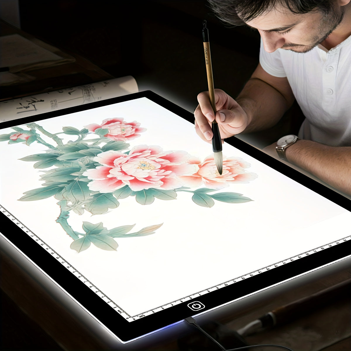 Dual Strip LED Drawing Light Board with Ten-Level Adjustable Brightness and Listed Acrylic Surface, Black Light Pad in Two Sizes for Tracing, Sketching and Diamond Painting