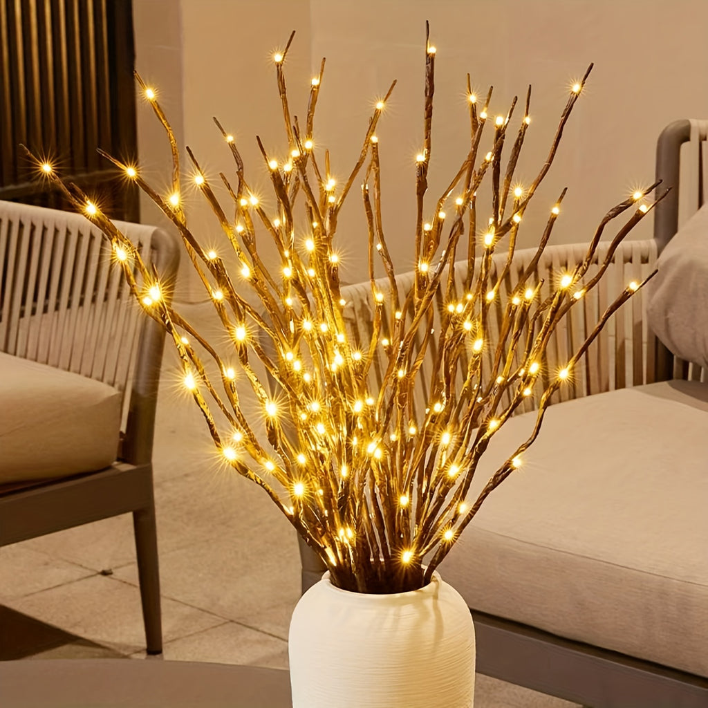 Warm Glow Battery Tree Branch Lights, Two-Piece Simulated Plastic Branch Set with Listed 40 LEDs for Wedding and Holiday Home Decor, Batteries Not Included