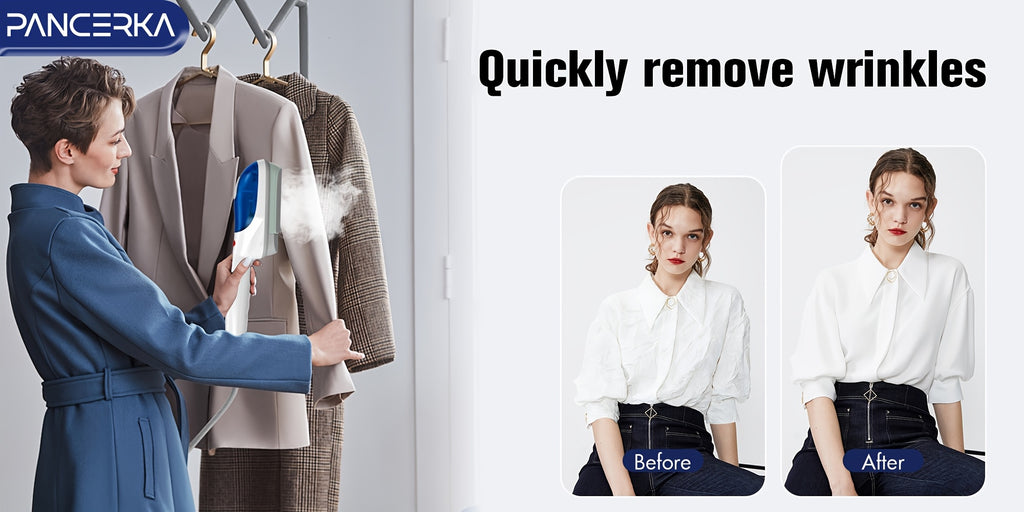 PANCERKA Portable Steam Iron for Clothes with Listed 25-Second Heat-Up, Horizontal and Vertical Steaming and Dry Ironing in Blue or Green