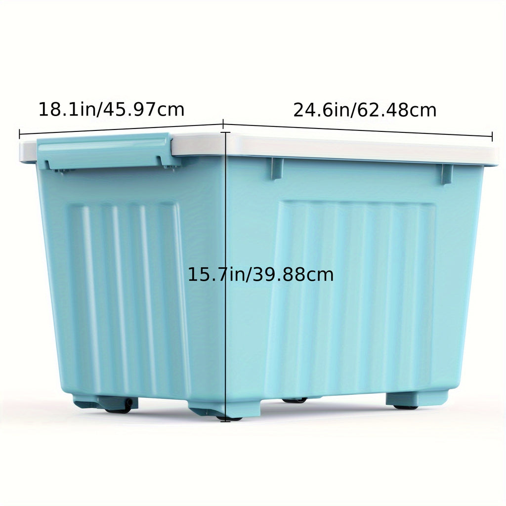 Rolling Storage Bins with Lids and Listed Stackable Plastic Design, 72QT Four or Six Pack and 97QT Four Pack Options in Four Colors for Household Organization