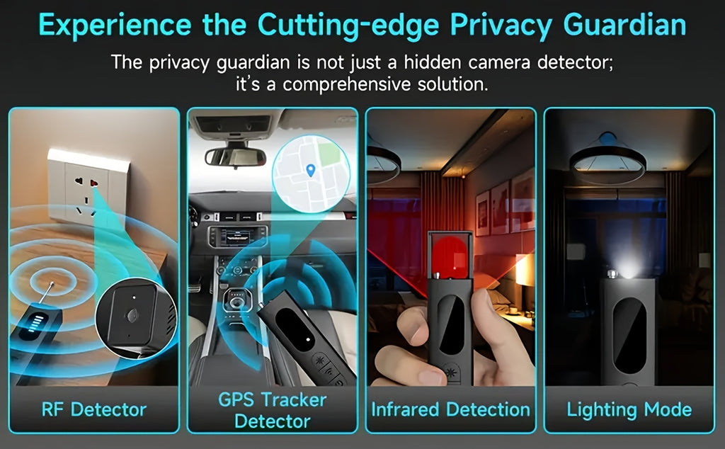 Hidden Camera Detector and RF Signal Scanner, Portable Rechargeable Anti-Spy Bug Finder for Hotel Travel, Home, Office and Car Checks