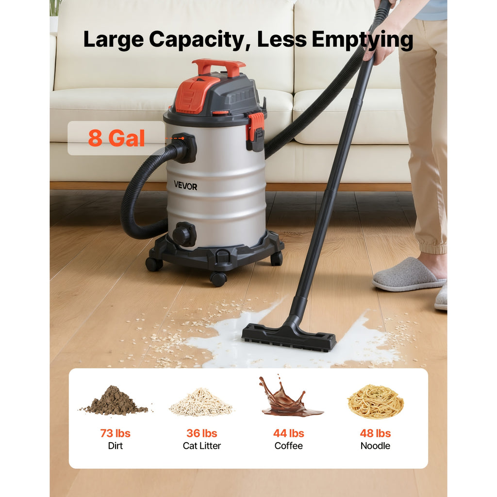 Commercial Wet Dry Vacuum Cleaner with Listed 120V US Plug, Corded S001 Model Reference and Filter, 22L or 30L Plastic Capacity Options for Cleanup
