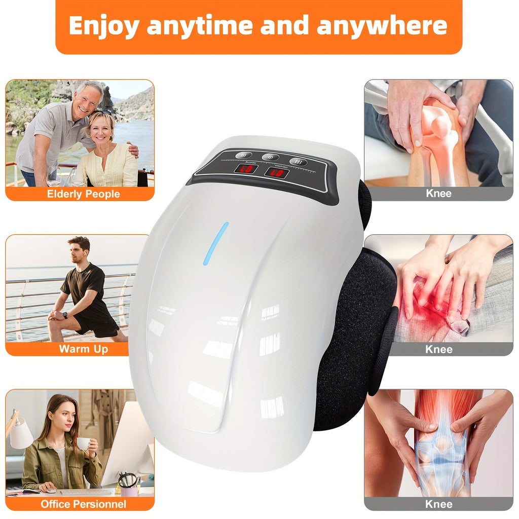 Knee Massager with Heat, MASSTECK Cordless HX01-WHITE with 9 Heating Modes, 9 Vibration Speeds and Adjustable Straps for Adult Personal Comfort