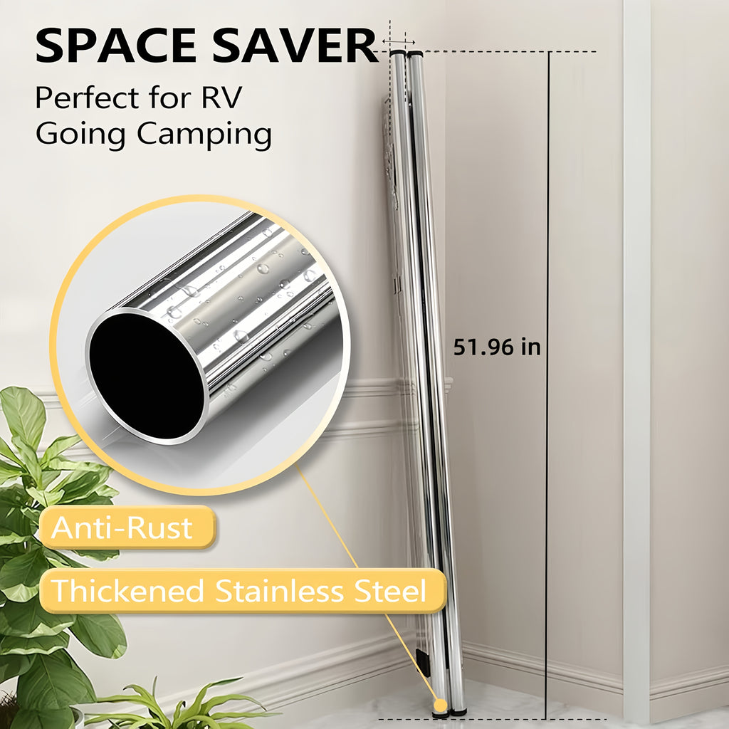 Three-Rod Clothes Drying Rack, Foldable Adjustable Metal Laundry Stand in Three Pole Galvanized Model for Clothing, Blankets and Bedding Air-Drying Routines