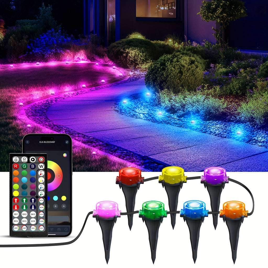 RGB Pathway Lights with 50ft, 100ft or 150ft Length Labels, Color-Changing Garden Decor and Listed App, Remote, Timer and Music Sync Functions for Yard Gatherings