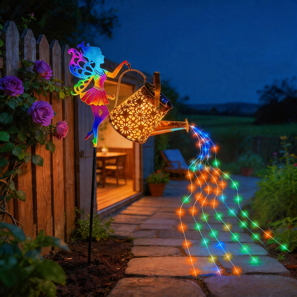 Solar Watering Can Garden Light, Metal Hanging Lamp with Fairy-Light Decoration for Patio, Lawn and Courtyard Displays, Warm Lamp or Lanterns Options