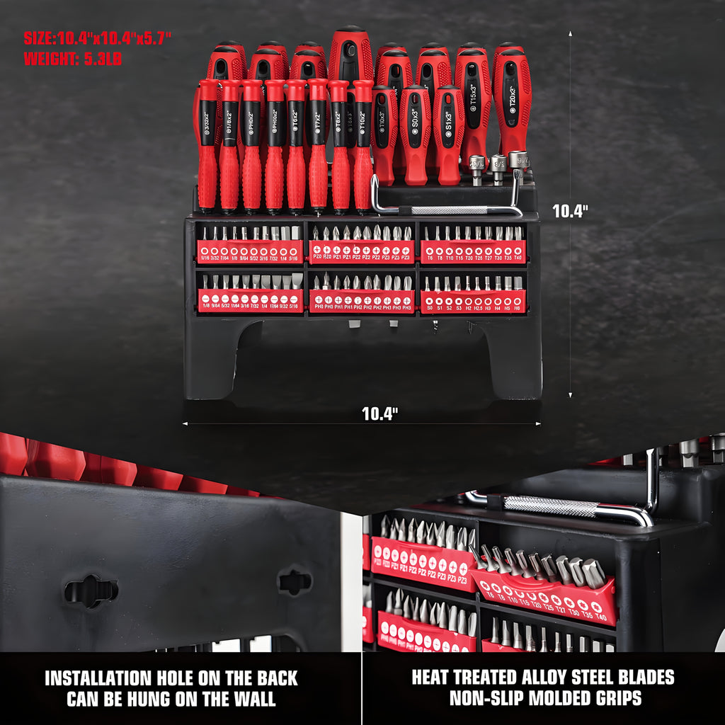 Magnetic Screwdriver Set with 100, 118 or 126-Piece Option Labels, Precision Drivers, Bits and Plastic Storage Wording for Home DIY and Electronics Projects