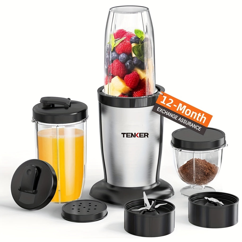 Smoothie Blender Combo 11-Piece Set, Personal Blender and Grinder with 2 x 17oz and 10oz To-Go Cups, Protein Shake Mixer for Kitchen, Frozen Drinks and Food Prep