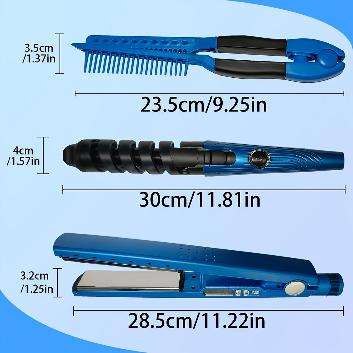 Flat Iron and Curling Iron Hair Styling Set with Comb, Upgraded Three-in-One Kit for Straight Hair, Curls and Wave Styling Routines, Birthday or Mother's Day Gift Idea