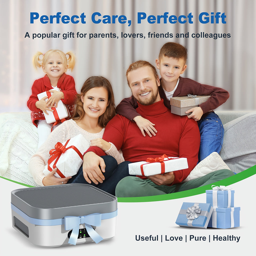 USB-C HEPA Air Purifier with 3-Stage Filtration, Sleep Mode, Three Fan Speeds and Touch Timer, Portable Air Cleaner for Bedrooms and Home Offices