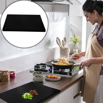 Black Cutting Board with Counter Lip, PET Kitchen Prep Board with Listed 2cm Edge and Four Non-Slip Pads for Countertop Slicing and Everyday Food Preparation
