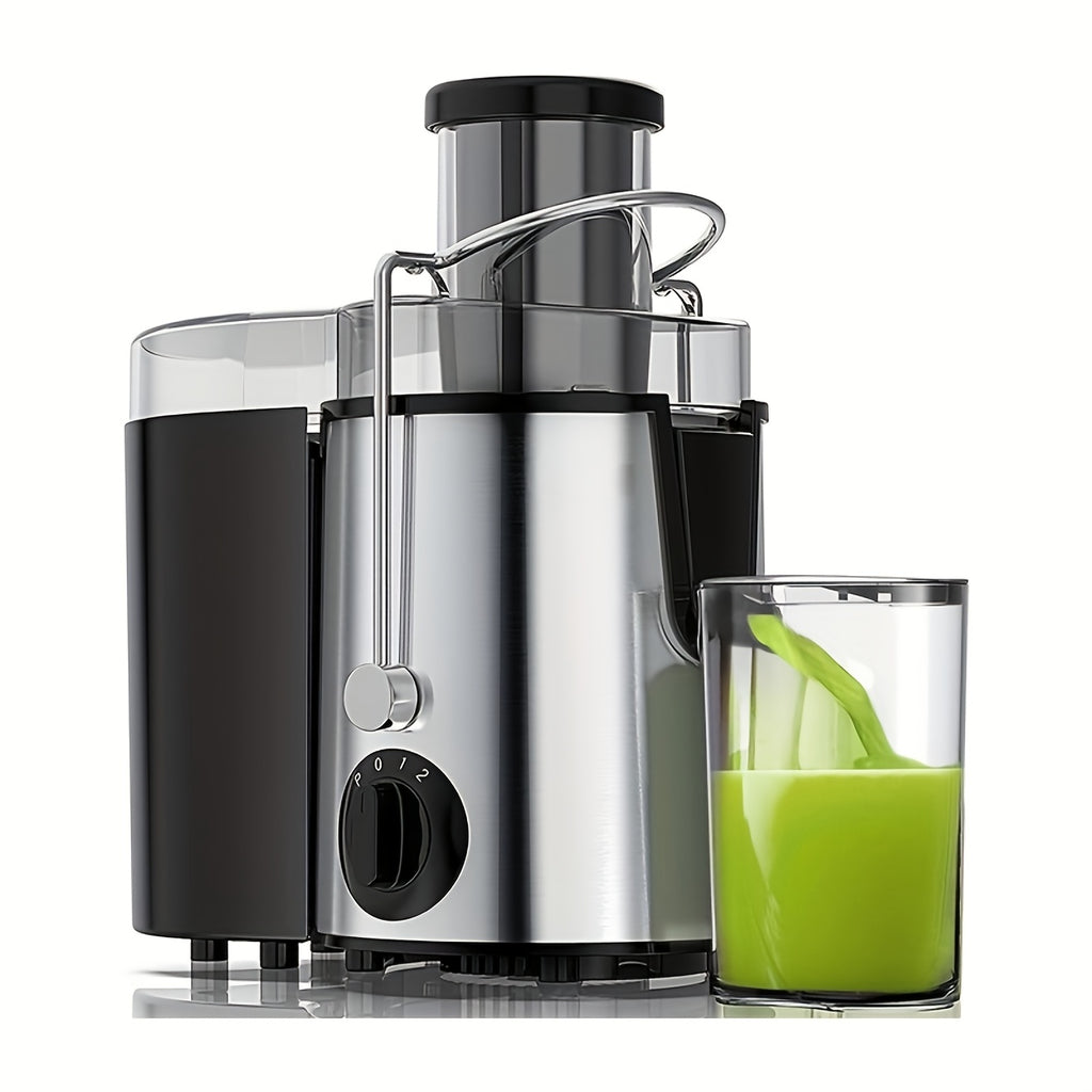 Multifunction Juice Extractor in Black with 3-Inch Feed Opening, Three Speed Settings, One-Touch Operation and Detachable Parts for Fruit and Vegetable Preparation