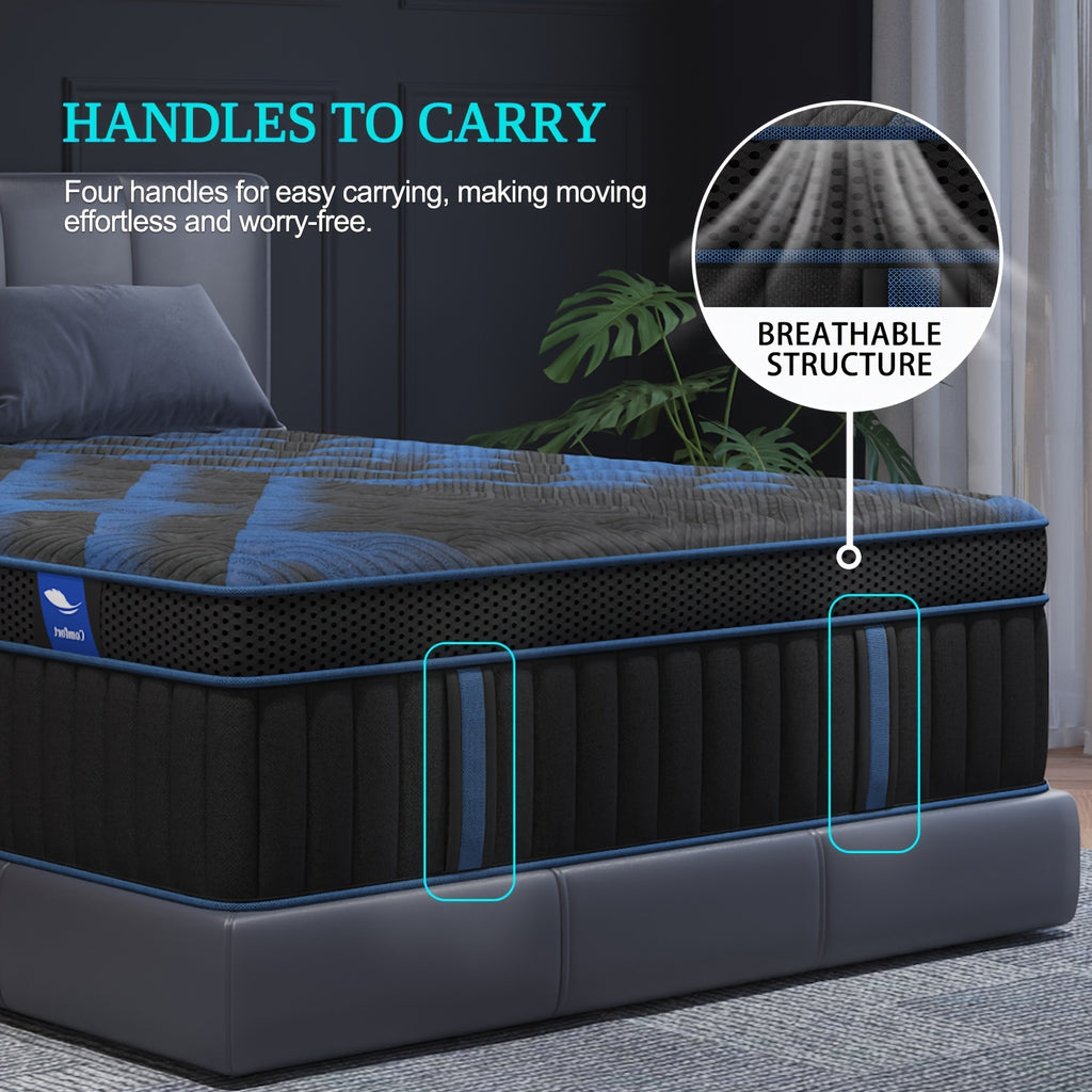 Pocket Spring Hybrid Mattress with Gel Memory Foam and Euro Top, Medium Firm 12 or 14 Inch Models with Twin, Full, Queen and King Size Selections