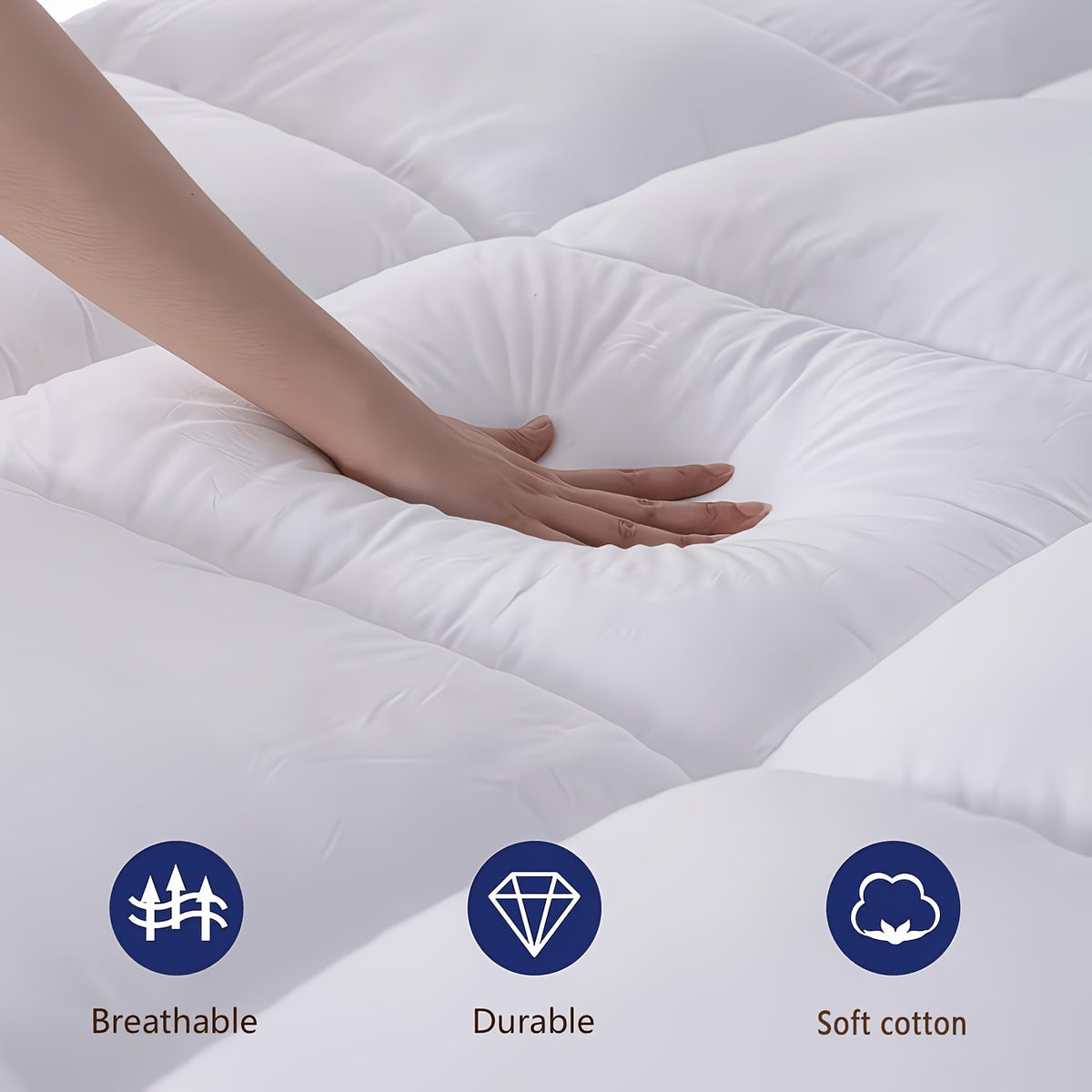 Quilted Pillow Top Mattress Pad for Bedroom and Dorm Bedding, Twin XL and Five Other Size Options with Black, White, Grey, Navy Blue, Beige or Bamboo-Pro Max Labels