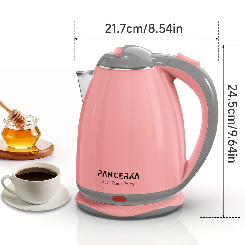 Pink or White Electric Tea Kettle by PANCERKA with Listed 1.8-Liter Capacity, Stainless Steel Material and Automatic Shutoff for Countertop Hot-Water Preparation